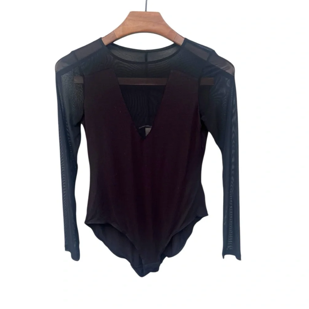 🖤 Zara Sheer Mesh Long‎ Sleeve Bodysuit – Women’s Medium